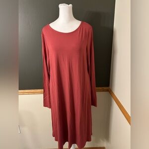 NWT $188 Eileen Fisher Stretch Jersey Knit Jewel Neck Dress Sz Medium